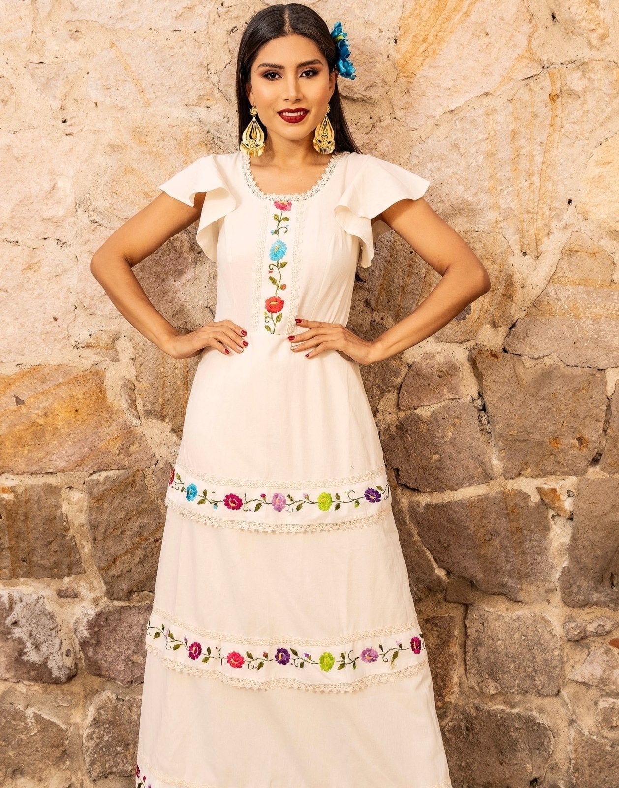 Embroidered Tiered Cotton Dress Embroidered Tiered Cotton Dress — Trendy Mexico Outfits