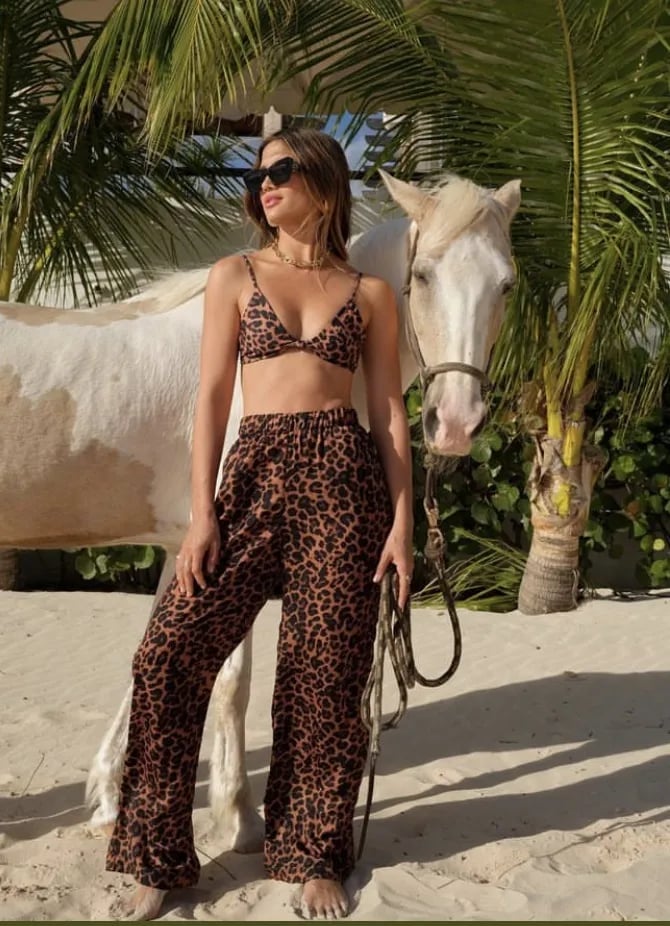 Leopard Print Bikini Top and Wide Leg Pants Leopard Print Bikini Top and Wide Leg Pants — Trendy Mexico Outfits