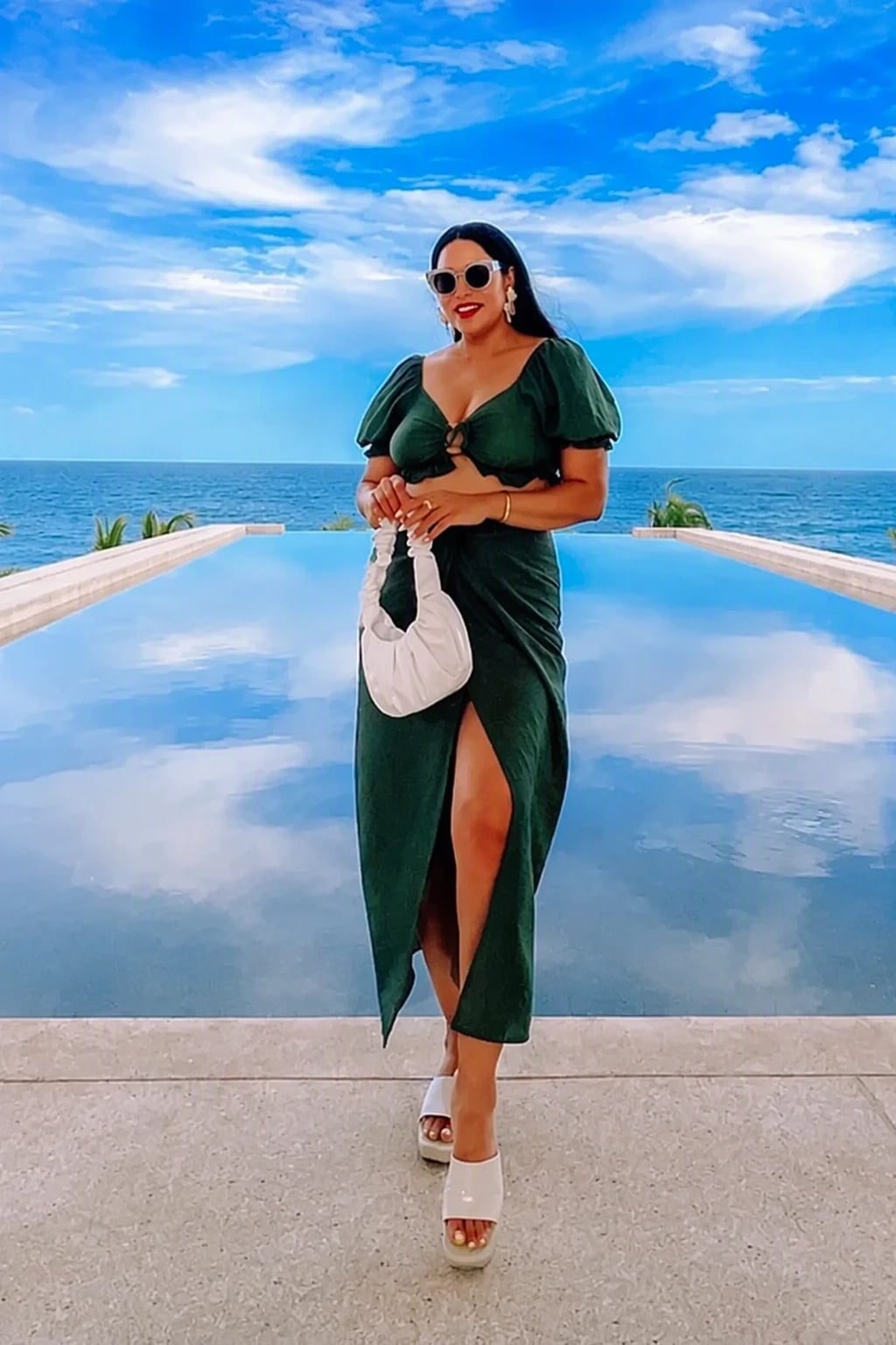 Dark Green Linen Co-ord Resort Wear Trendy Mexico Outfits