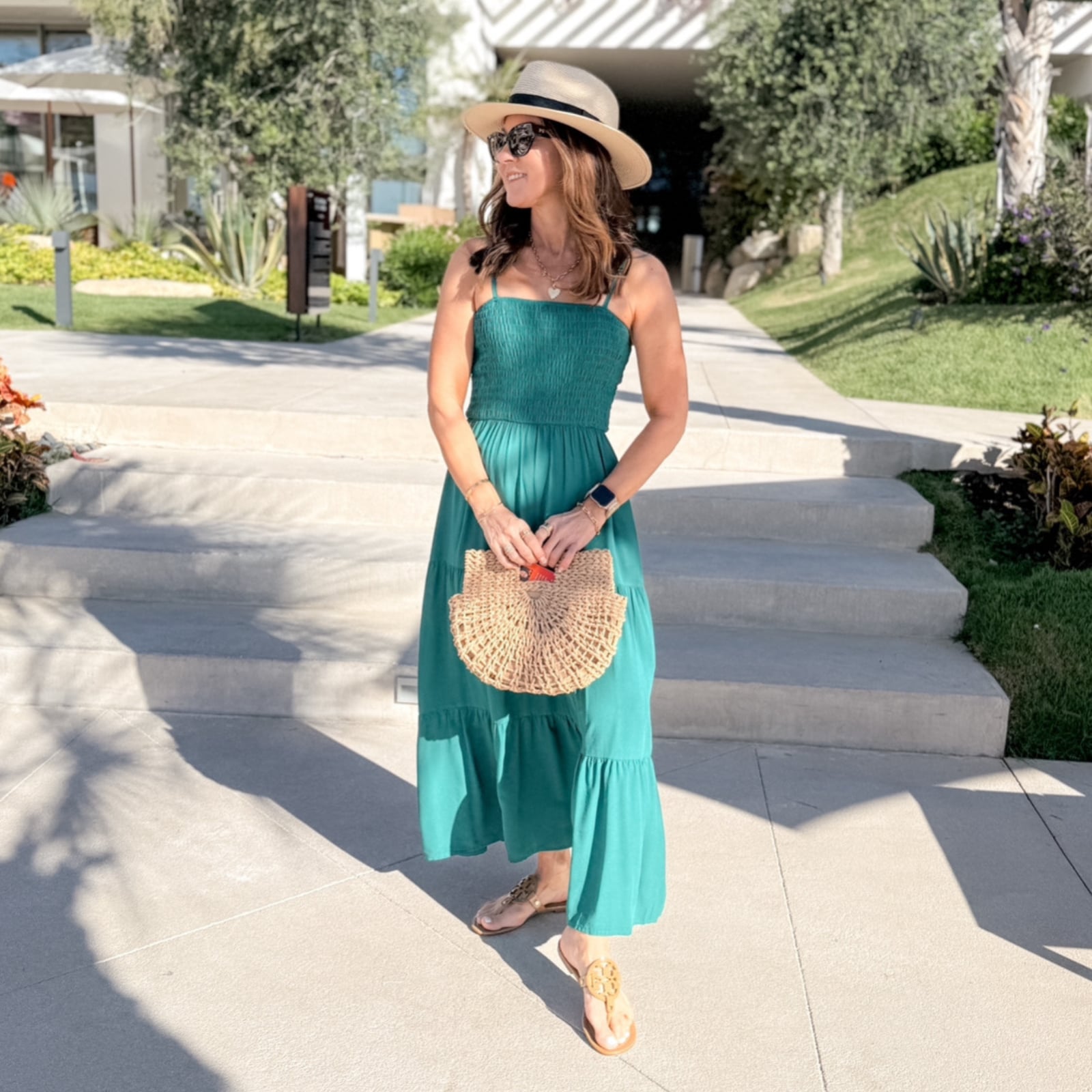 Teal Smocked Midi Dress for Summer Days Teal Smocked Midi Dress for Summer Days — Trendy Mexico Outfits
