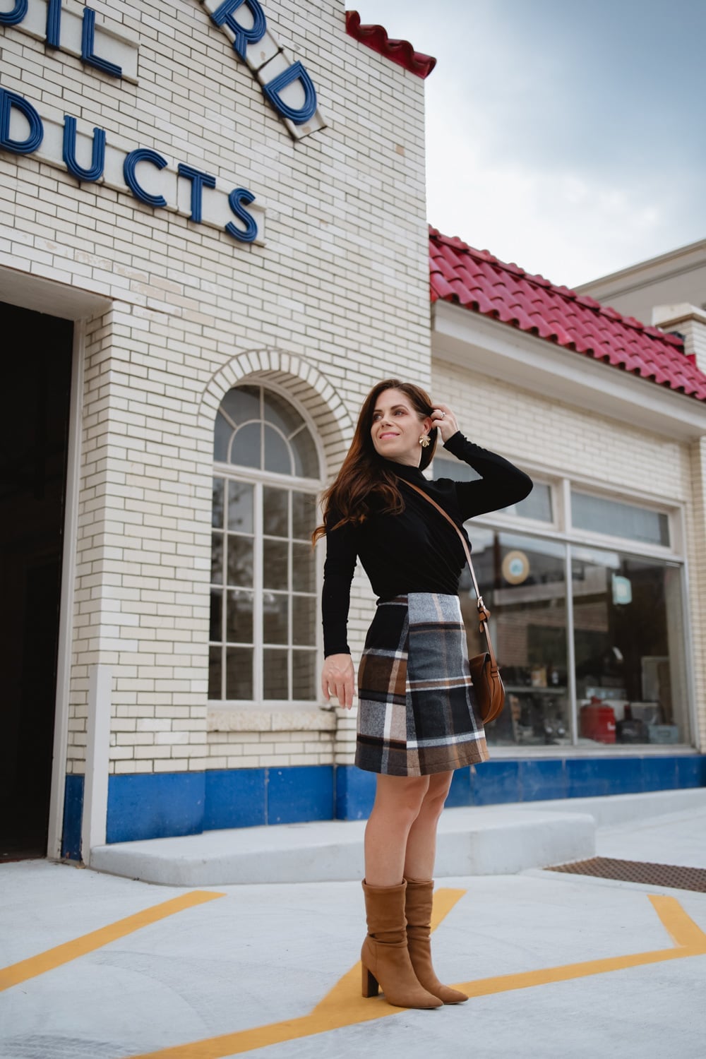 Plaid Mini Skirt with Black Turtleneck — Trendy Mini Skirt Outfits