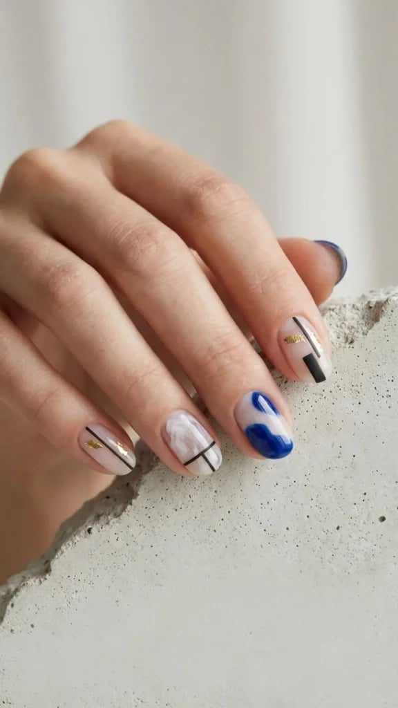 Abstract Minimalist Soft Square Nails — Trendy Minimal Nails