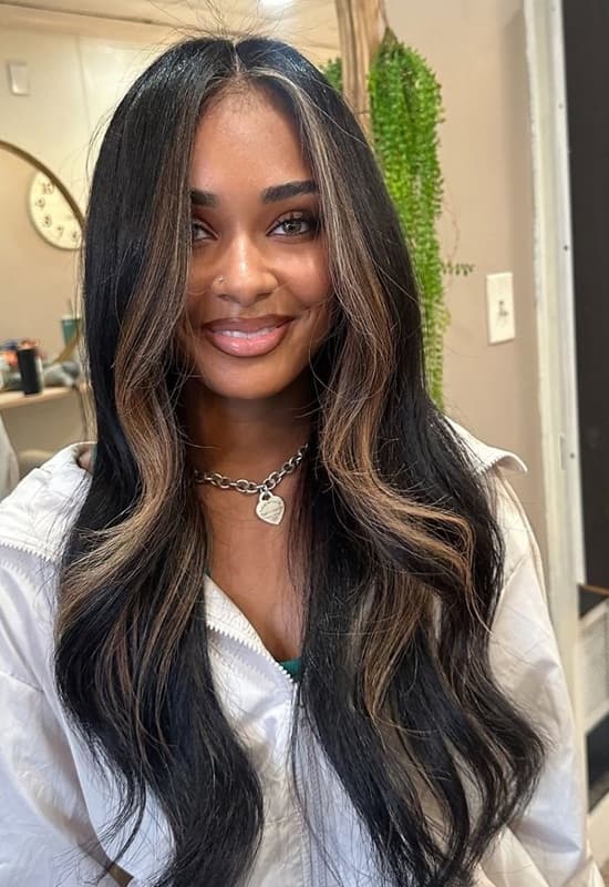 Dark Brown With Caramel Money Piece Dark Brown With Caramel Money Piece — Trendy Money Piece Hair