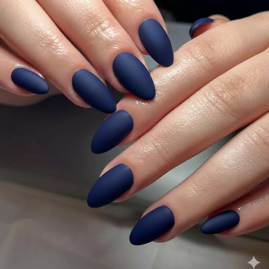 Short Almond Matte Navy Nails Short Almond Matte Navy Nails — Trendy Navy Nails