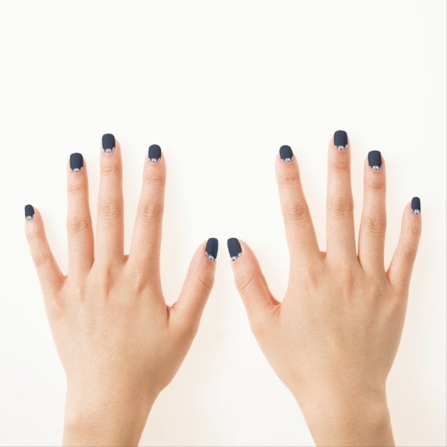 Short Square Matte Navy with Minimalist Accents Short Square Matte Navy with Minimalist Accents — Trendy Navy Nails
