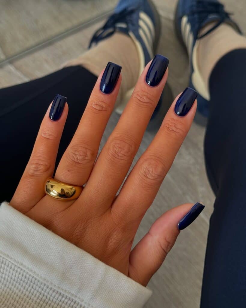 Navy French Tips on Oval Nails Navy French Tips on Oval Nails — Trendy Navy Nails