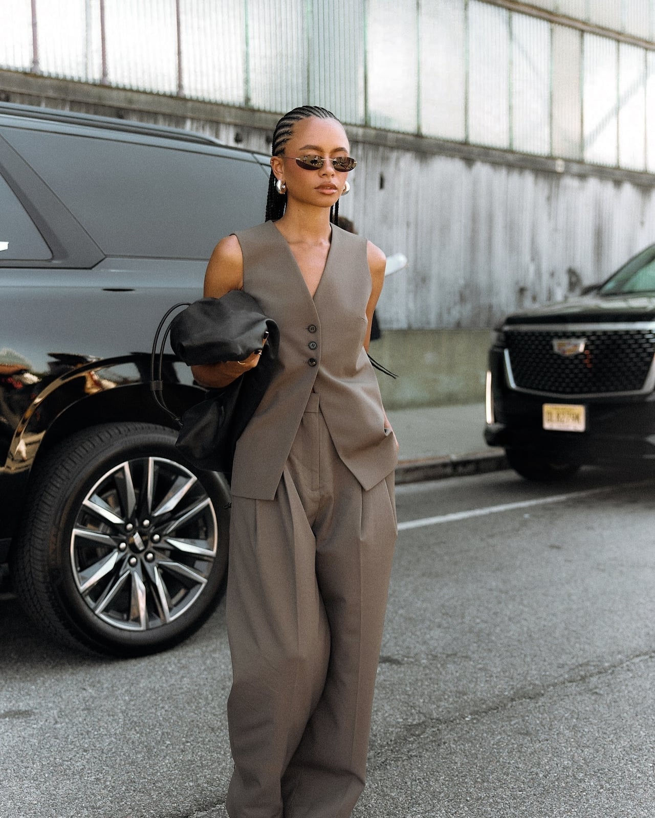 Modern Taupe Vest and Trousers for Office Wear Trendy Office Outfits