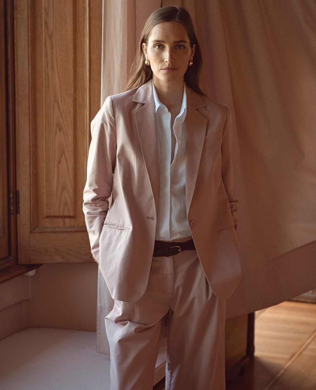 Light Pink Oversized Blazer with Matching Trousers Light Pink Oversized Blazer with Matching Trousers — Trendy Office Outfits