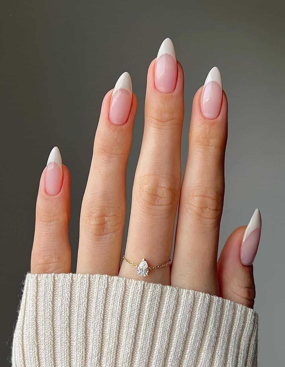 Classic French Medium Almond Nails Classic French Medium Almond Nails — Trendy Old Money Nails