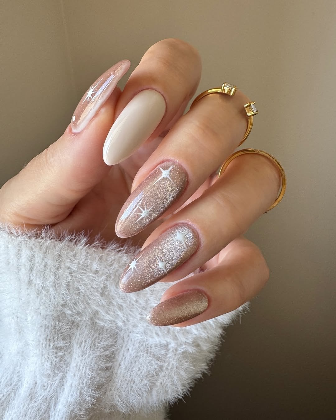 Nude Shimmer Medium Almond Nails Nude Shimmer Medium Almond Nails — Trendy Old Money Nails
