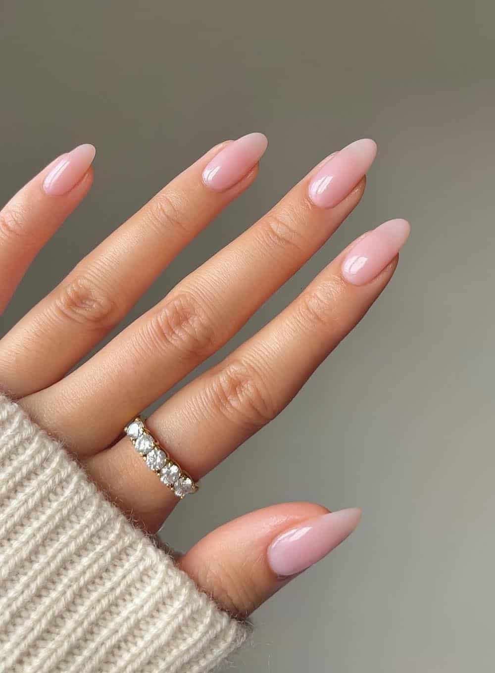 Sheer Pale Pink Medium Almond Nails Sheer Pale Pink Medium Almond Nails — Trendy Old Money Nails