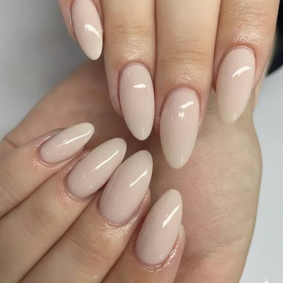 Sheer Nude Pink Medium Almond Nails, Glossy Sheer Nude Pink Medium Almond Nails, Glossy — Trendy Old Money Nails