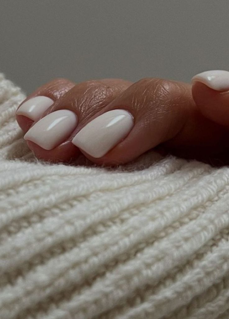 Milky White Short Square Nails Milky White Short Square Nails — Trendy Old Money Nails