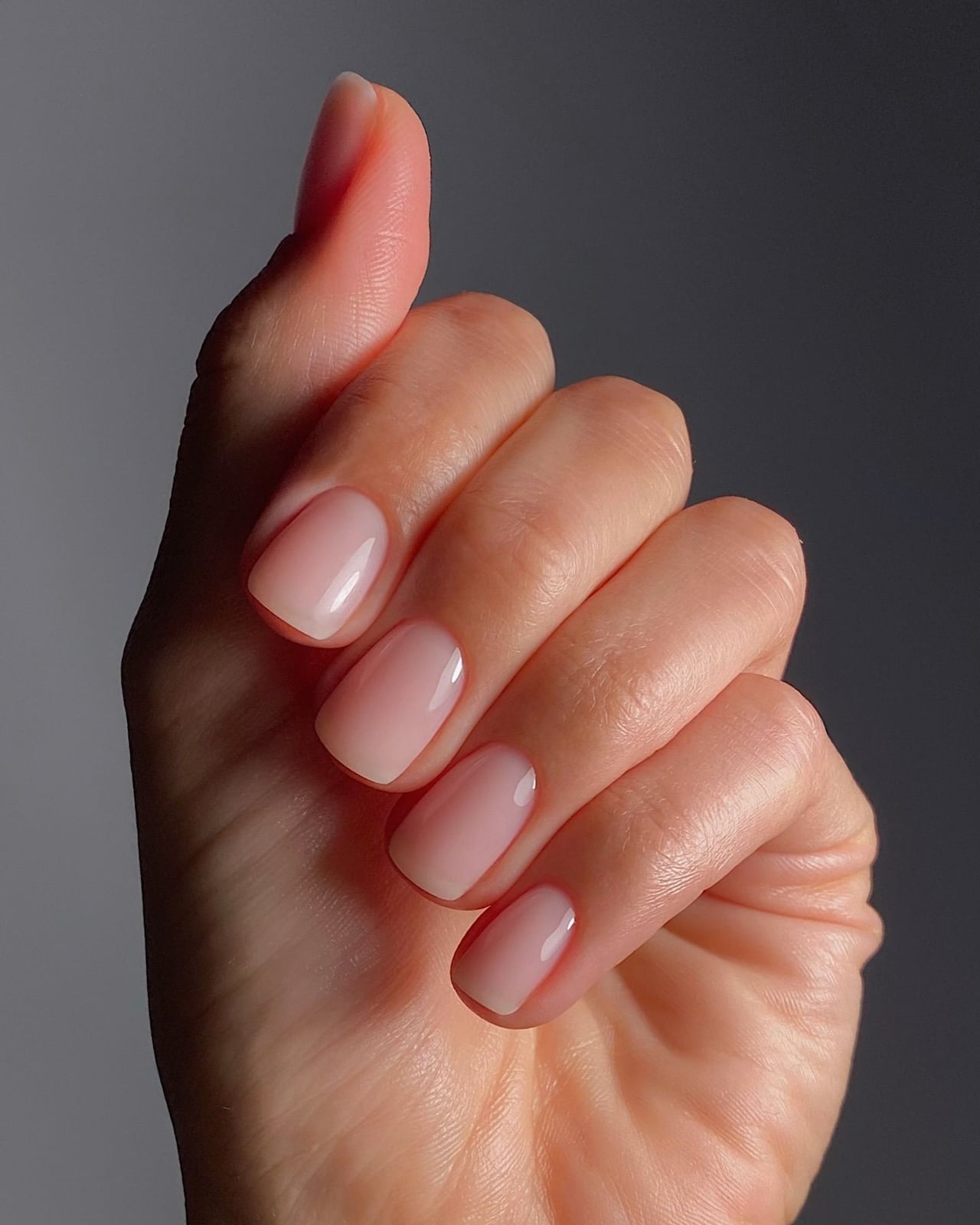 Sheer Milky Pink Short Almond Nails, Glossy Sheer Milky Pink Short Almond Nails, Glossy — Trendy Old Money Nails