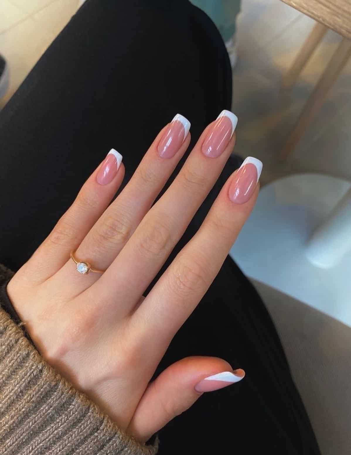 Classic French Soft Square Medium Nails Classic French Soft Square Medium Nails — Trendy Old Money Nails