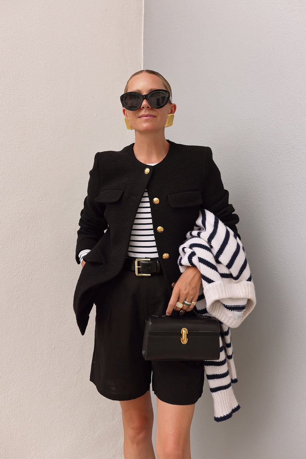 Bouclé Jacket With Tailored Shorts — Trendy Old Money Outfits