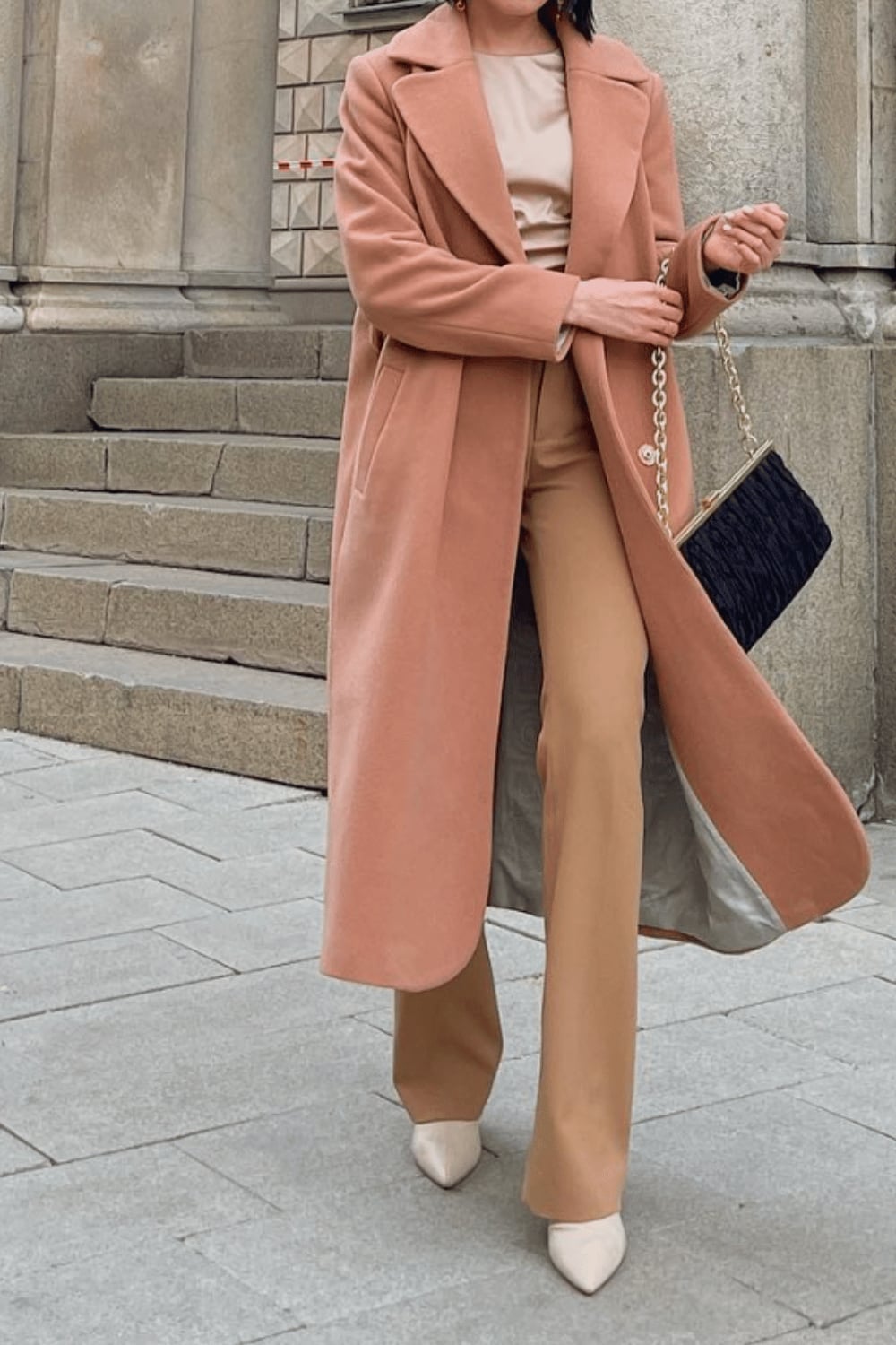 Sophisticated Peach Wool Coat — Trendy Old Money Outfits