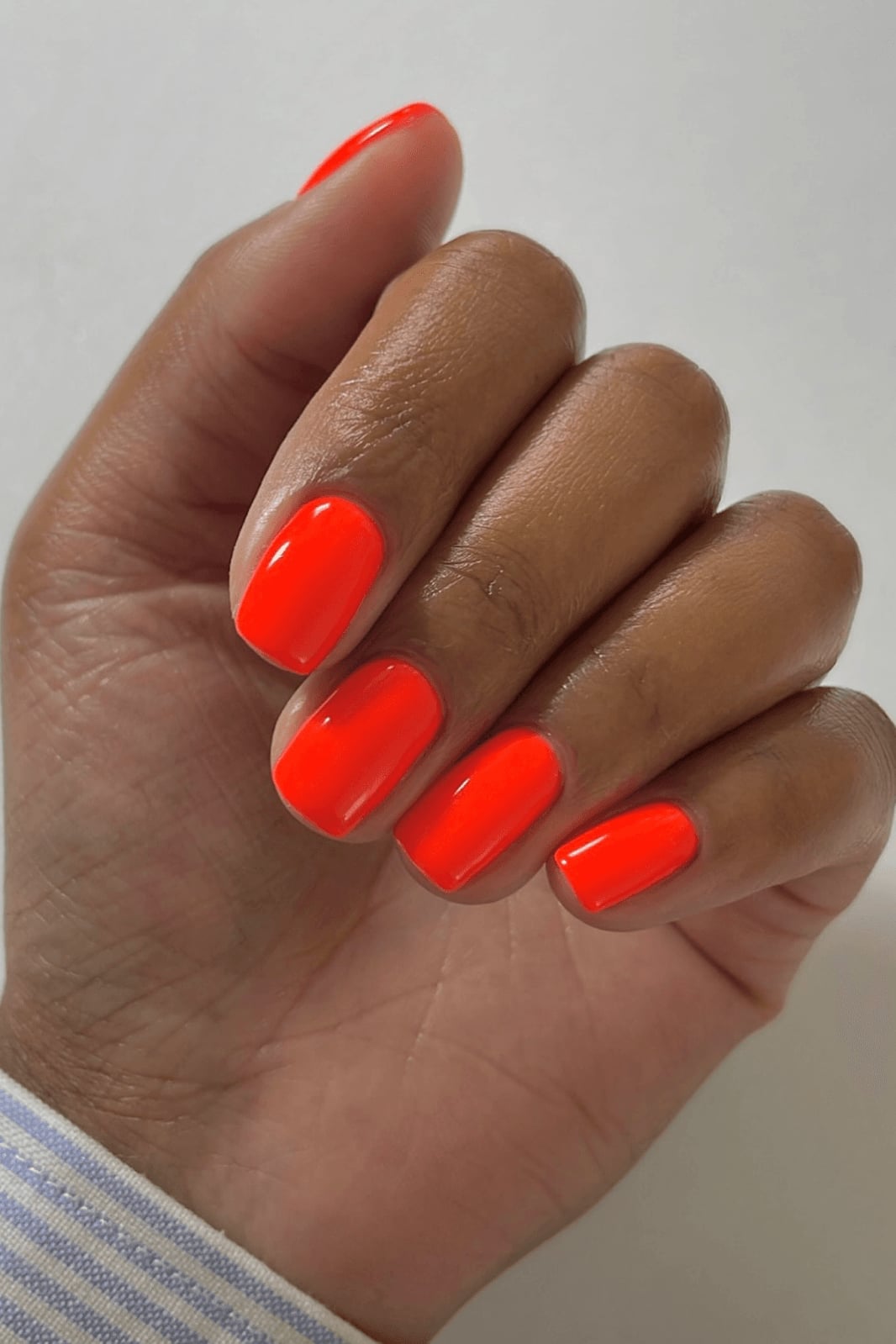 Short Square Neon Orange Glossy Nails Short Square Neon Orange Glossy Nails — Trendy Orange Nails