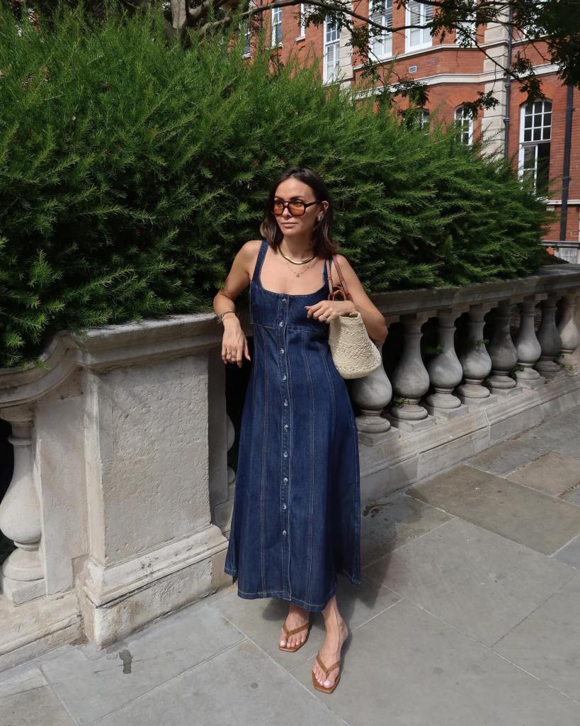 Blue Denim Midi Dress for Casual Wear Trendy Outfit Ideas