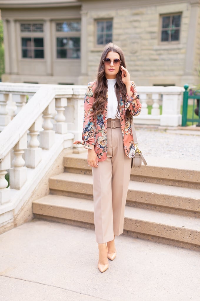 Floral Print Blazer with Wide-Leg Trousers Floral Print Blazer with Wide-Leg Trousers — Trendy Outfit Ideas