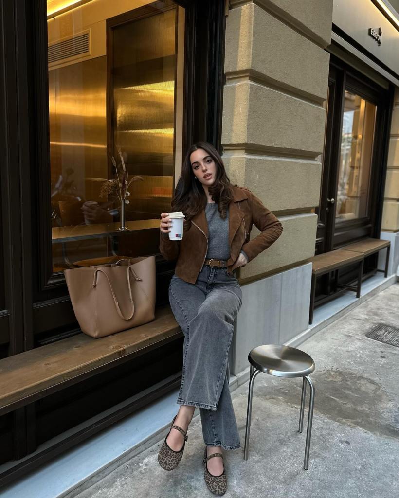 Brown Suede Jacket with Grey Denim Brown Suede Jacket with Grey Denim — Trendy Outfit Ideas
