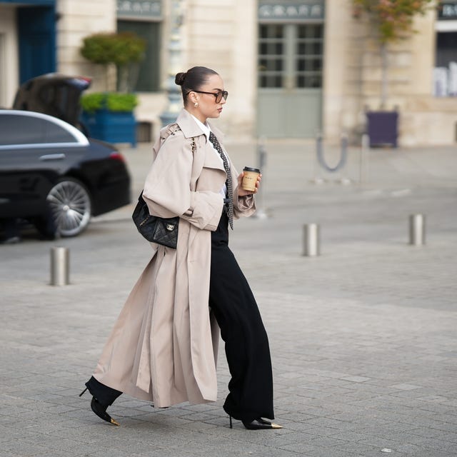 Polished Beige Trench Coat and Wide-Leg Trousers Polished Beige Trench Coat and Wide-Leg Trousers — Trendy Outfit Ideas