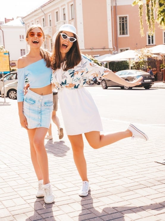 Light Blue Off-Shoulder Top with Denim Skirt Light Blue Off-Shoulder Top with Denim Skirt — Trendy Outfits for Teens