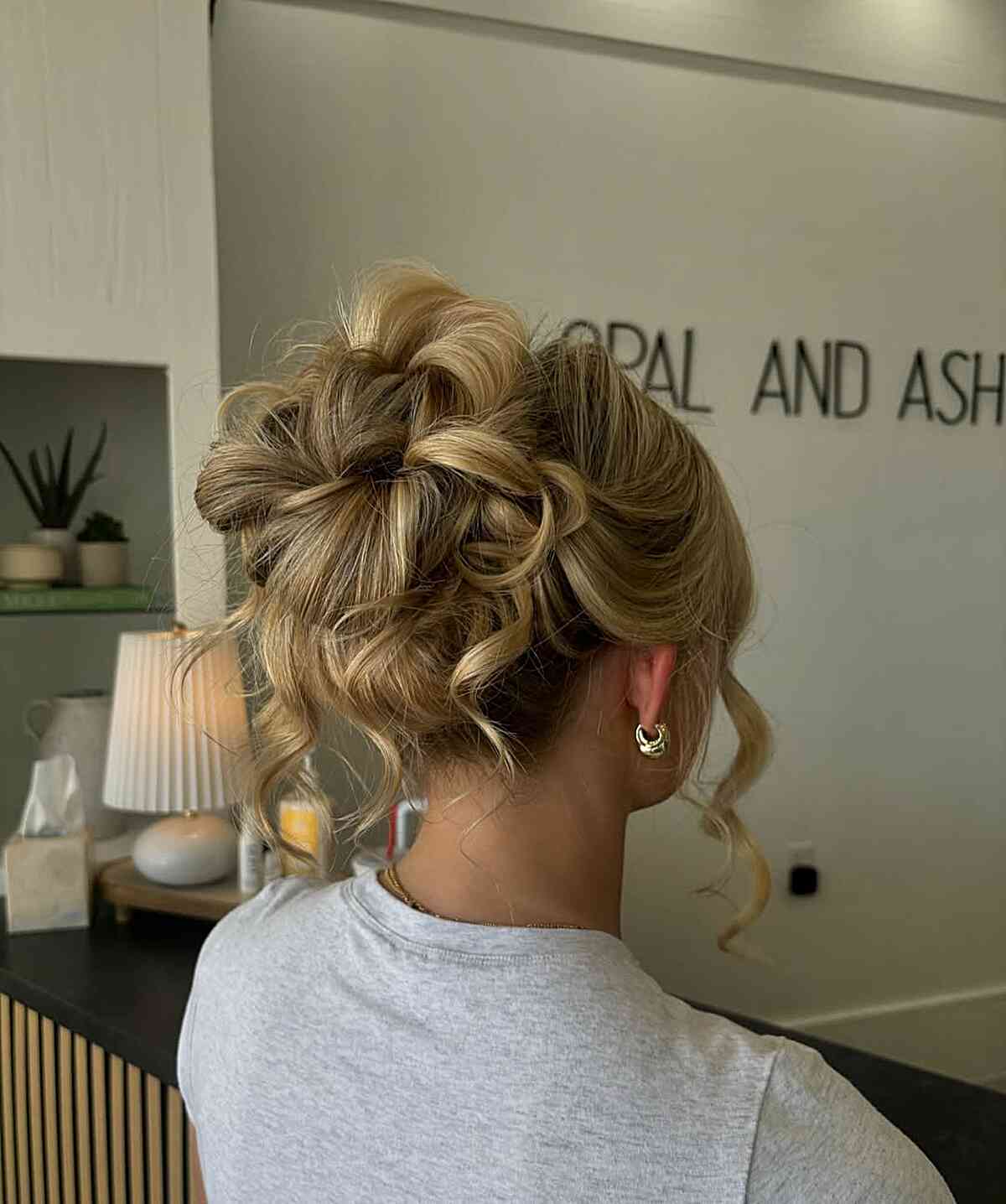 Messy Blonde Updo With Loose Curls — Trendy Party Hair