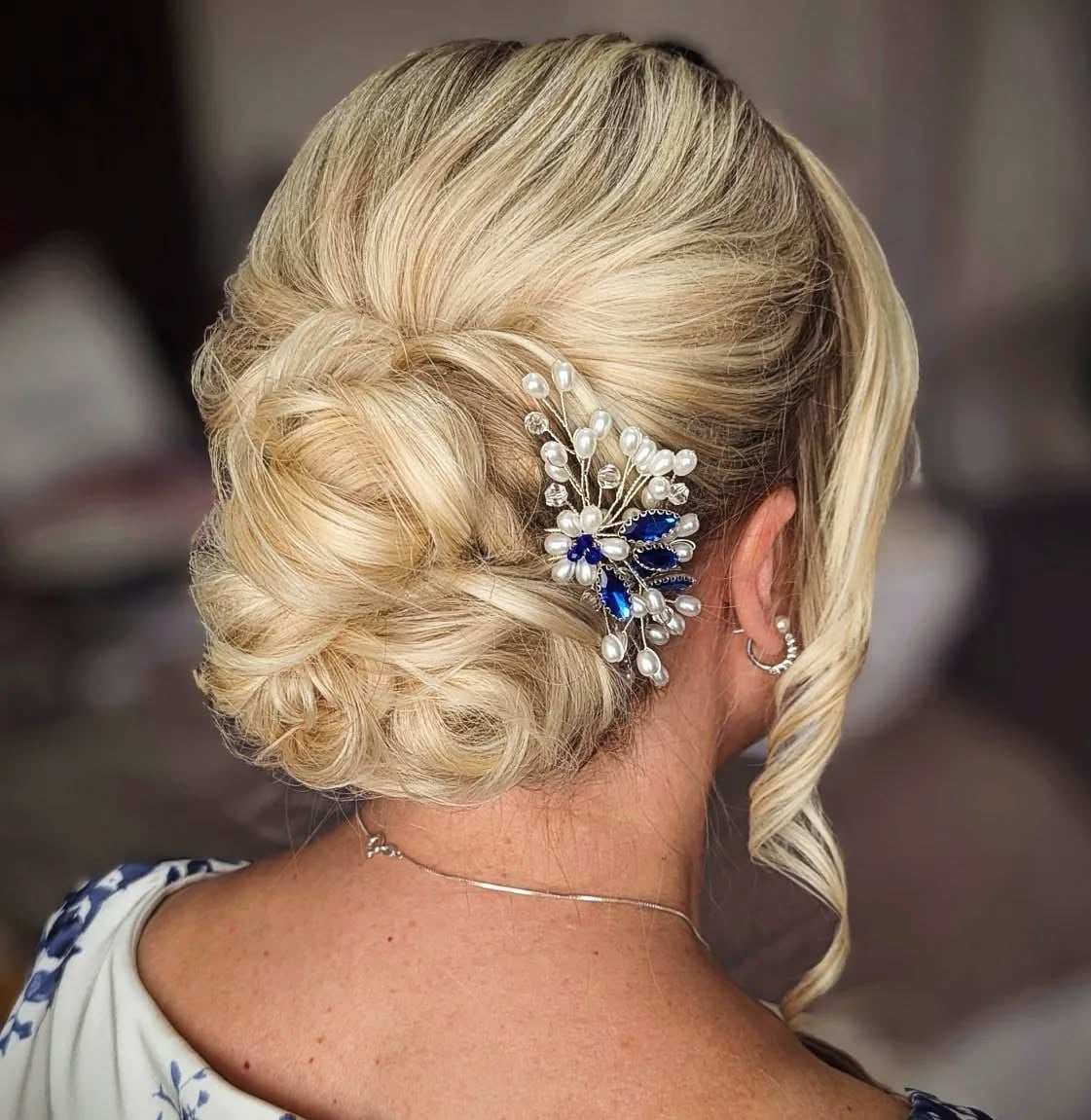Blonde Twisted Updo With Pearl Accessory — Trendy Party Hair