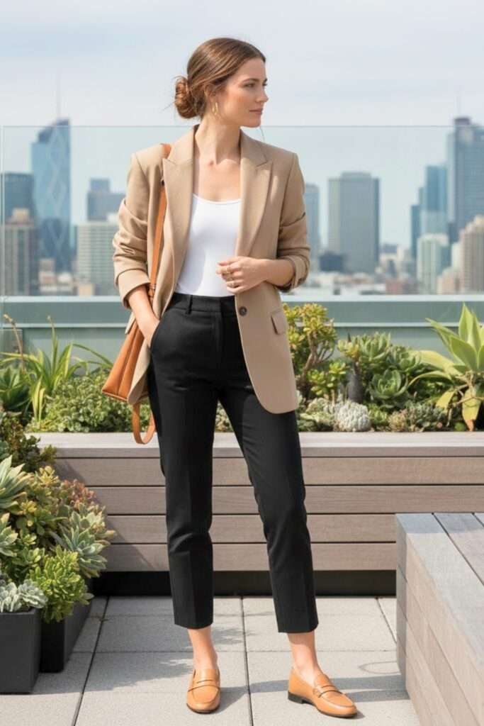 Tan Oversized Blazer for Business Casual — Trendy Photo Outfit