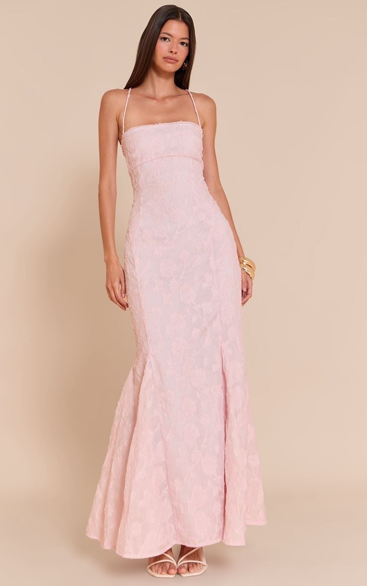 Pale Pink Textured Mermaid Maxi Dress Pale Pink Textured Mermaid Maxi Dress — Trendy Pink Dress Outfit