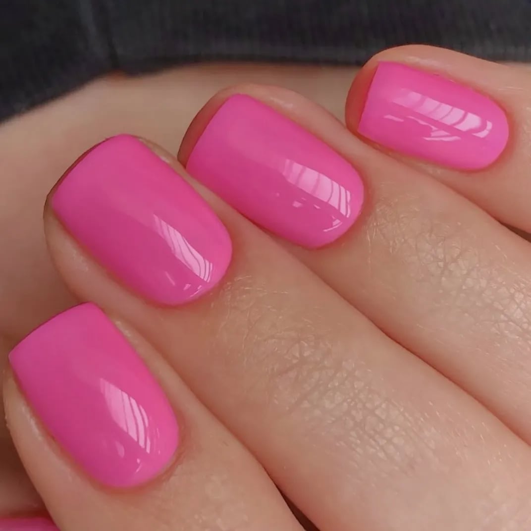 Long Stiletto Pink Glitter Nails With White Hearts — Trendy Pink Nails