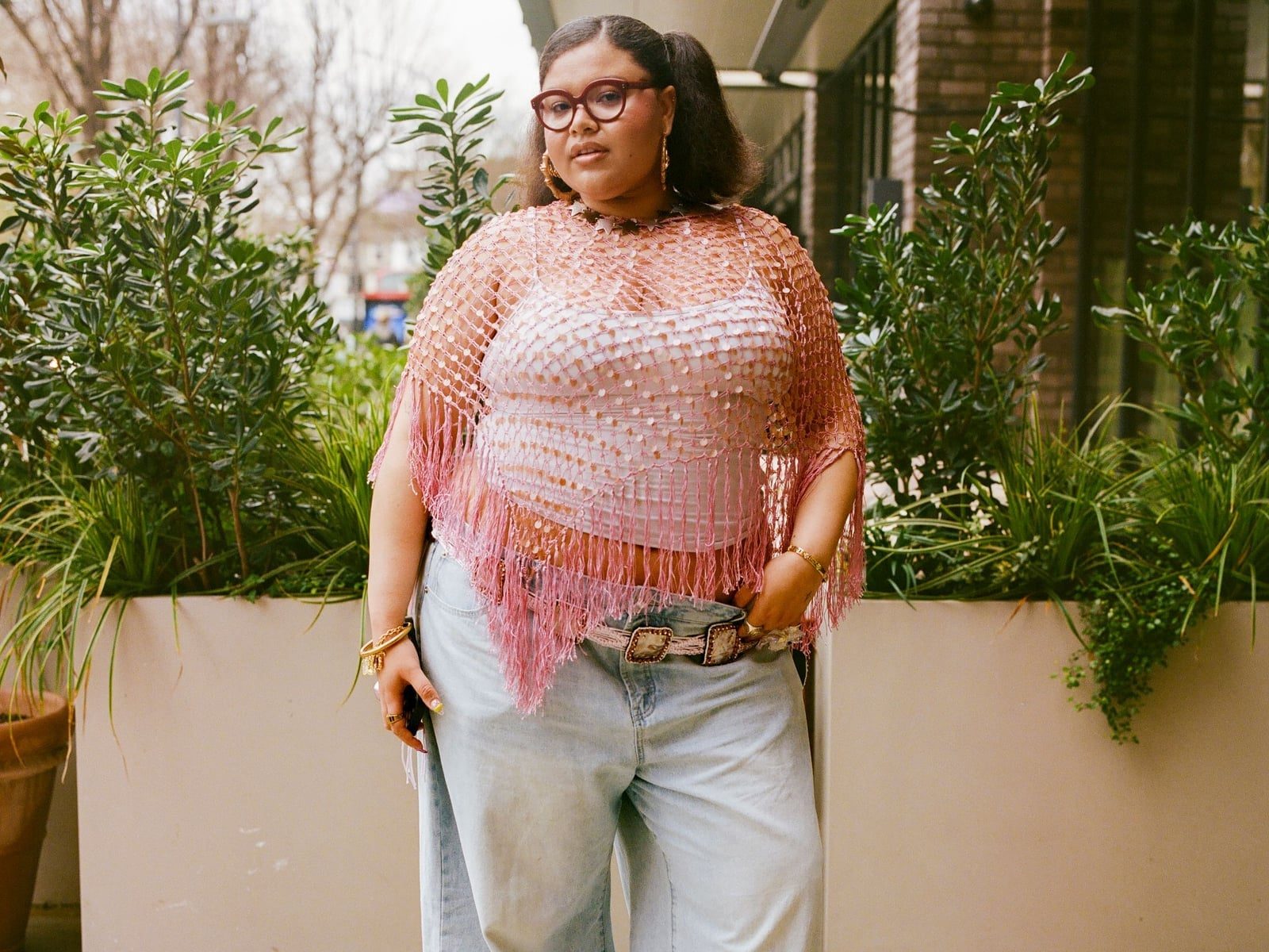 Crocheted Overlay with Sequined Fringe — Trendy Plus Size Outfits