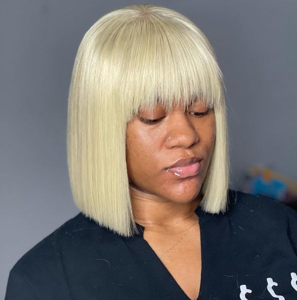 Blunt Straight Blonde Bob With Silk Press Finish — Trendy Quick Weave