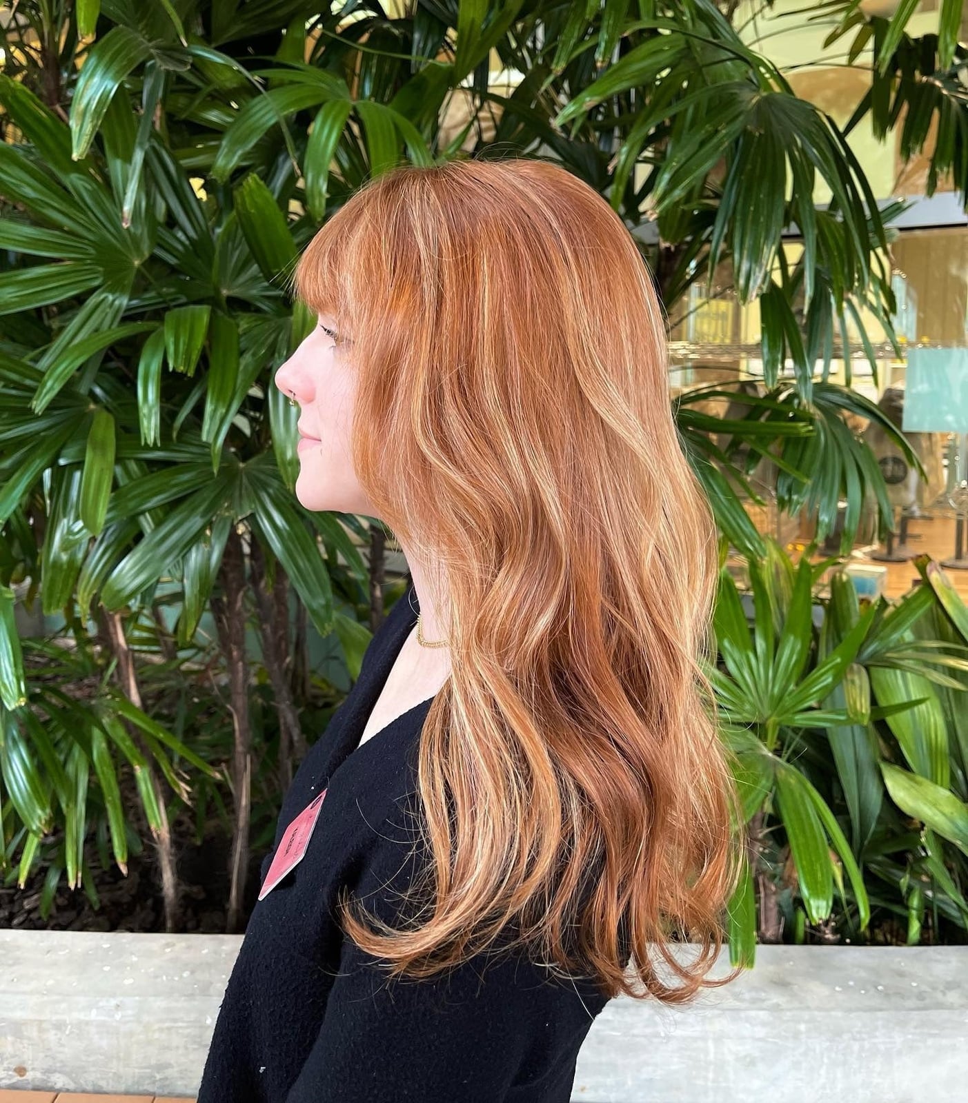 Collarbone Red With Strawberry Blonde Highlights — Trendy Red Hair with Highlights