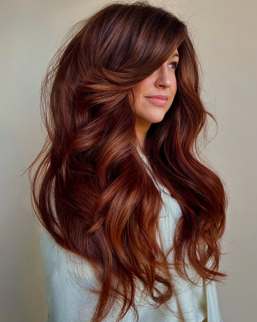 Auburn Base With Copper Highlights — Trendy Red Hair with Highlights