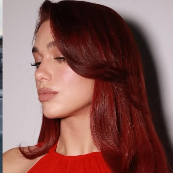 Collarbone Dark Red Wavy Blowout — Trendy Red Hairstyles