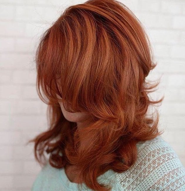Collarbone Copper Red With Lighter Highlights — Trendy Red Hairstyles