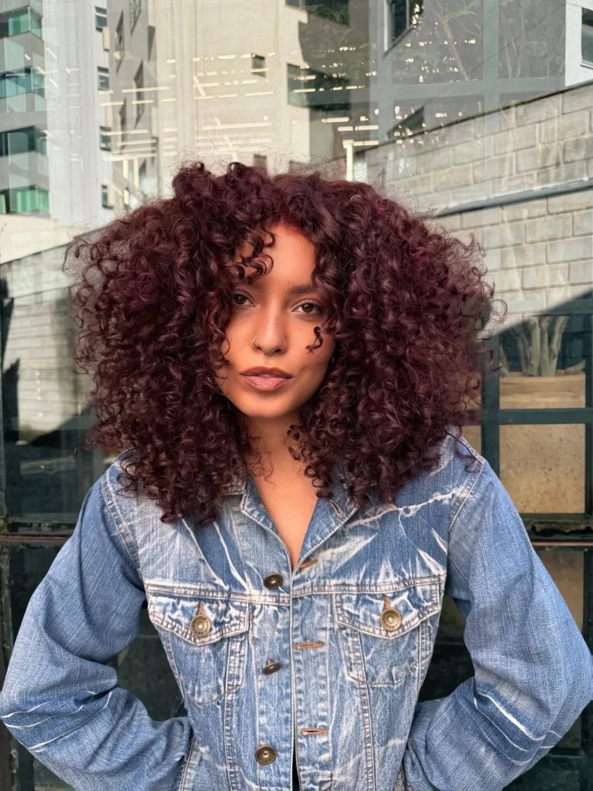 Shoulder Length Thick Straight Dark Red, Close-Up Take — Trendy Red Hairstyles