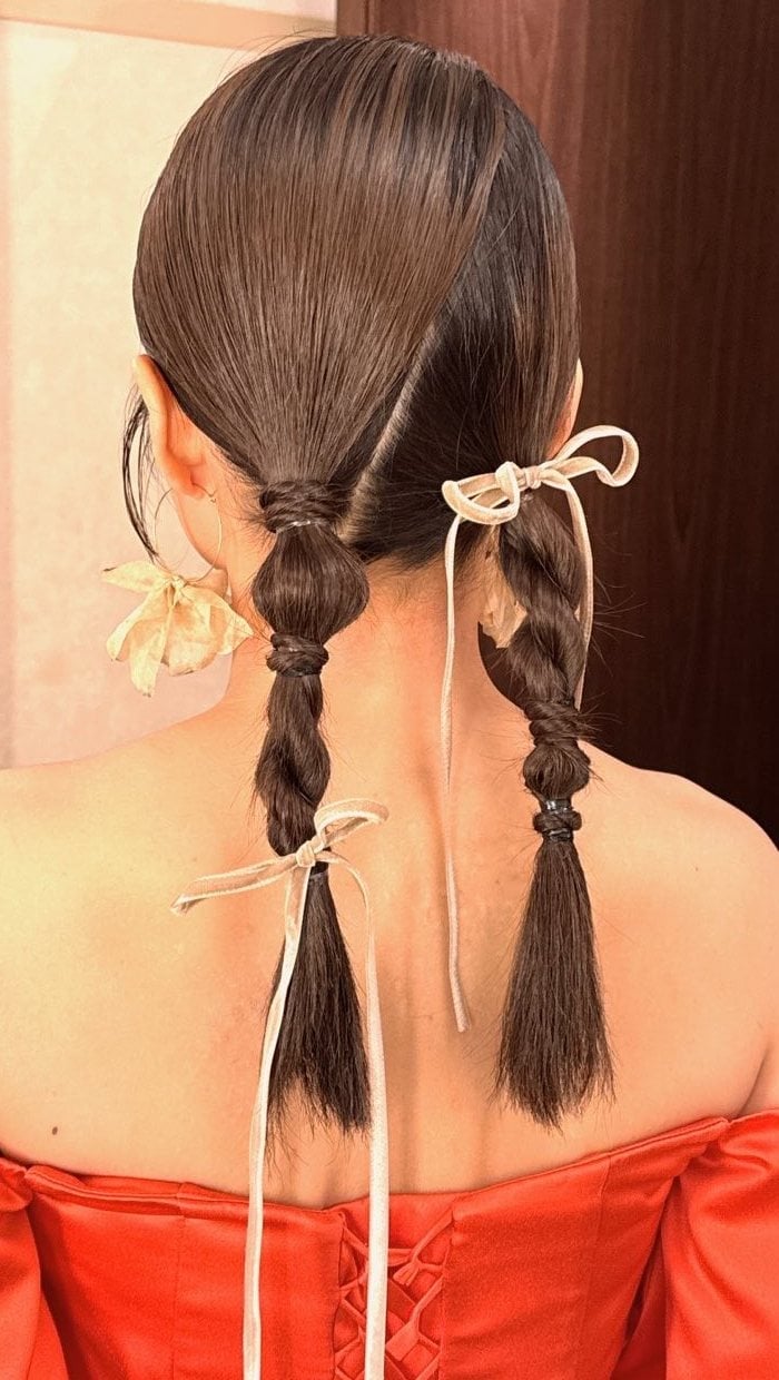 Dark Brown Braids With Ribbon Ties DIY Dark Brown Braids With Ribbon Ties DIY — Trendy Ribbon Braids