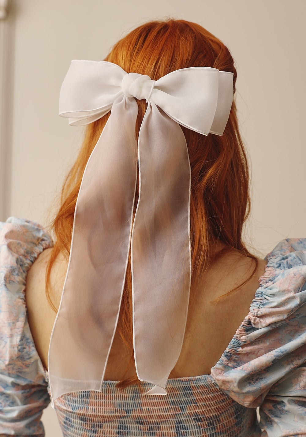 Mid-Back Red Waves With Oversized Bow — Trendy Ribbon Hair