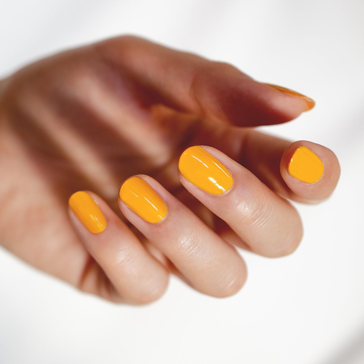 Vibrant Yellow Glossy Short Round Nails Vibrant Yellow Glossy Short Round Nails — Trendy Round Nails