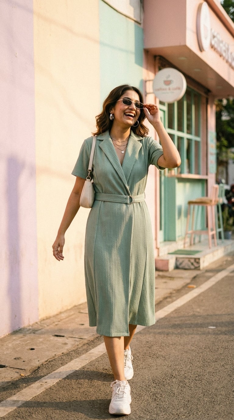 Sage Green Ribbed Knit Belted Midi Dress Sage Green Ribbed Knit Belted Midi Dress — Trendy Sage Green Dress