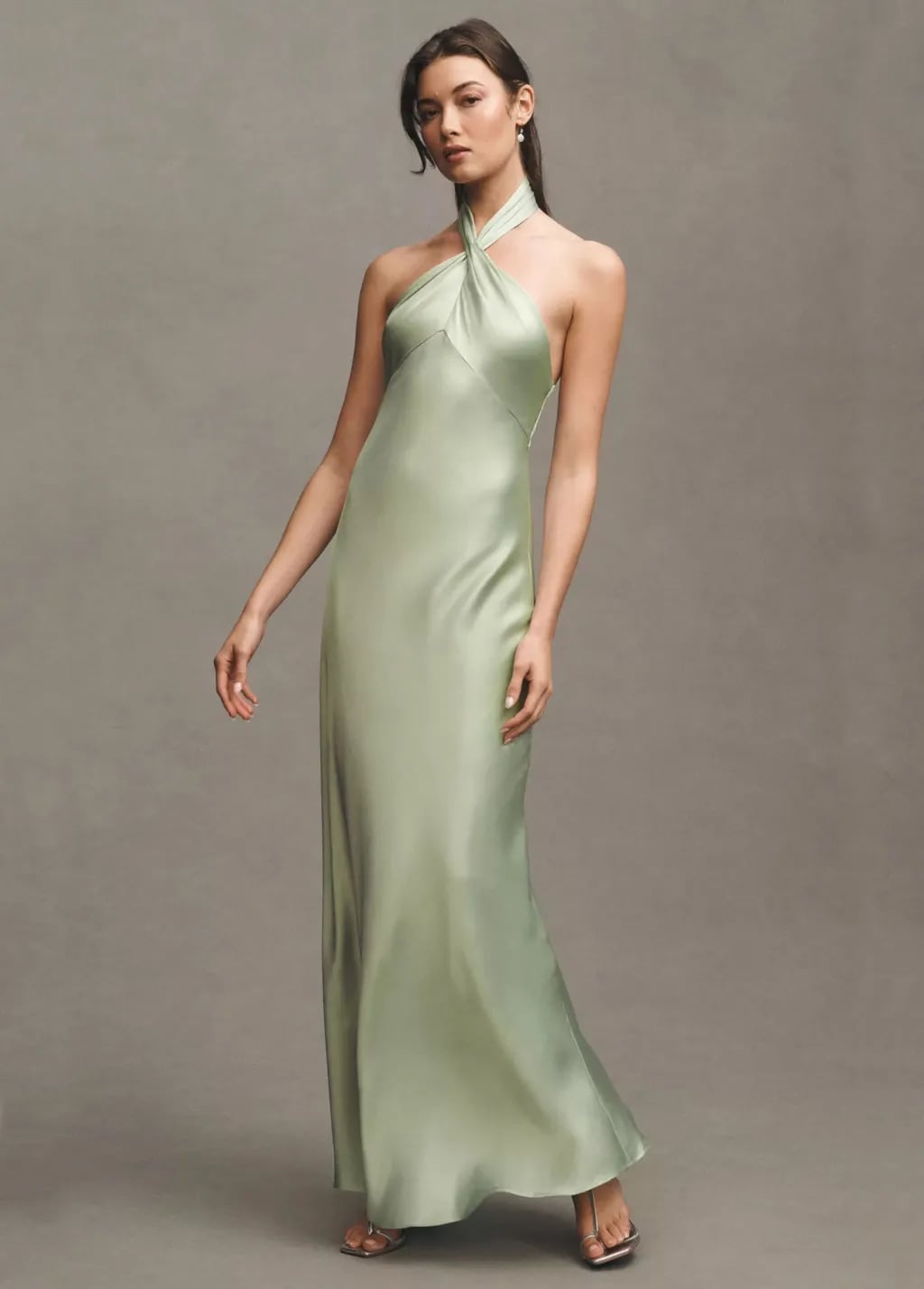 Sage Green Satin Halter Maxi Dress Sage Green Satin Halter Maxi Dress — Trendy Sage Green Dress