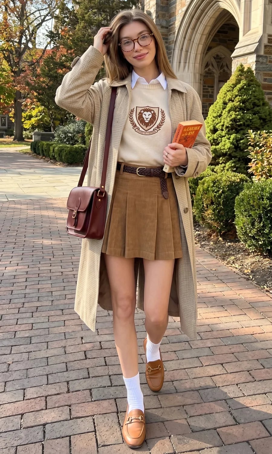 Trench Coat and Corduroy Skirt Outfit Trench Coat and Corduroy Skirt Outfit — Trendy School Outfits