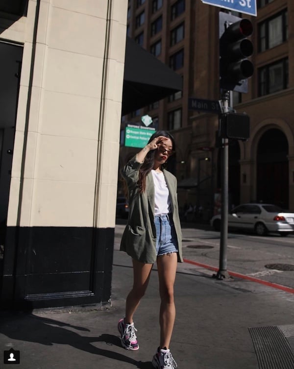Olive Green Blazer with Denim Shorts Olive Green Blazer with Denim Shorts — Trendy School Outfits