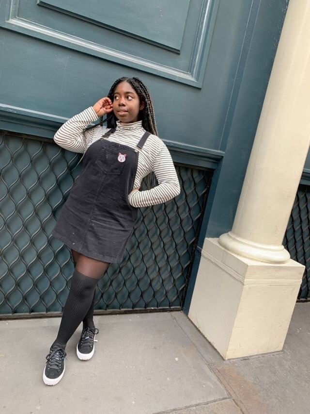 Pinafore Dress with Striped Shirt and Fitted Top Pinafore Dress with Striped Shirt and Fitted Top — Trendy School Outfits