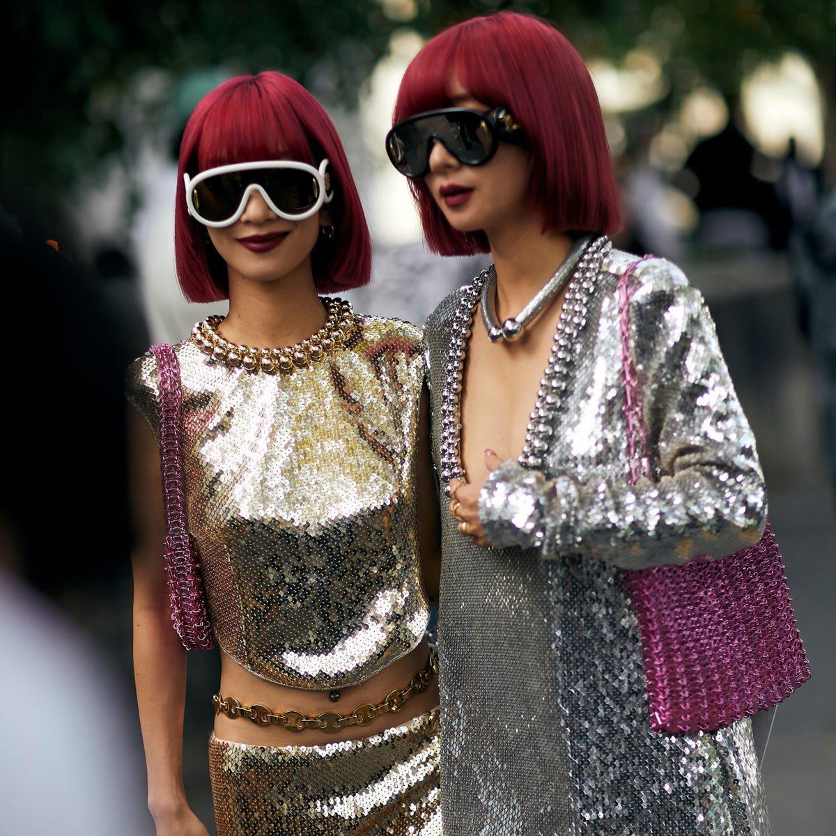 Matching Gold Sequin Set With Silver Jacket Matching Gold Sequin Set With Silver Jacket — Trendy Sequin Outfits