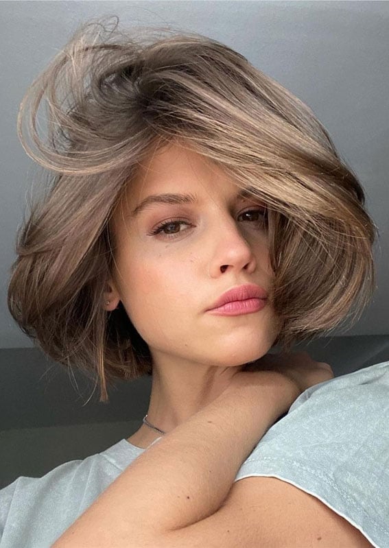 Ash Blonde Bob Volume Blowout — Trendy Short Bob