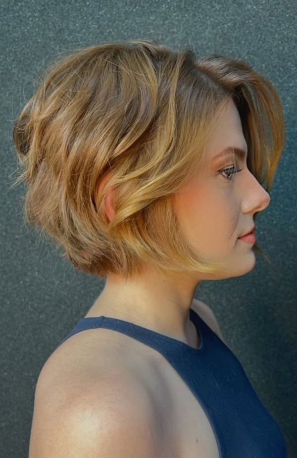 Blonde Balayage Stacked Bob — Trendy Short Bob